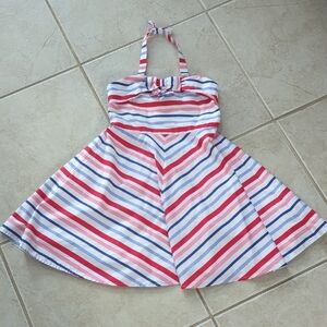 Janie and Jack Red, White, Blue, Pink Striped Dress, 4th Of July Dress, Girls 8